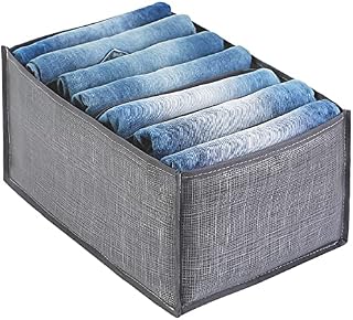 Puimentiua Wardrobe Storage Organiser 7 Grids Jeans Storage Box with Compartments Foldable Drawer Divider Wardrobe Clothes Organizers