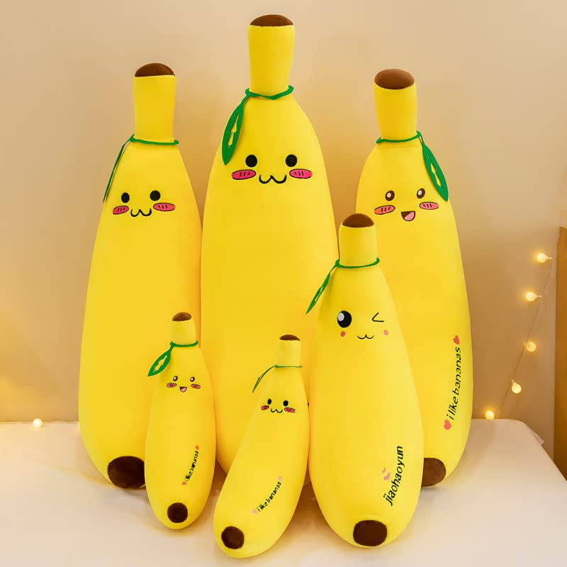 champracer Banane PlüSchtier Puppe Wurfkissen, PlüSch Kuscheltier Banane PlüSchkissen Spielzeug, Schmusetier Geschenk, zum Spielen und Kuscheln für Kinder MäDchen Jungen (35 cm,zwinkern)