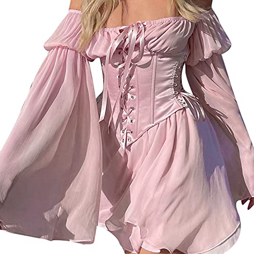 Aunaeyw LXR0048NWAOYRXYZ--A1 Women Casual Dress Solid Color Puff Sleeve Swing Dress thumb #3