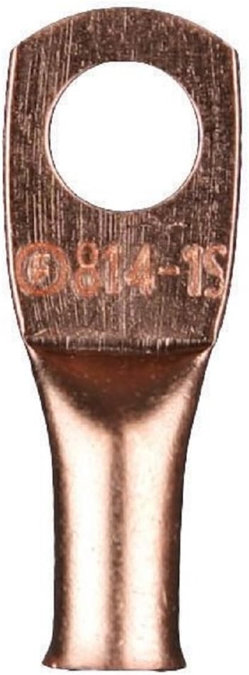 Install Bay Copper Ring Terminal Connector 8 Gauge 1/4 Inch 25 Pack - CUR814 | Crimp lugs for car audio amp power and ground wiring, corrosion-resistant connectors, secure bolt-down eyelets for shops