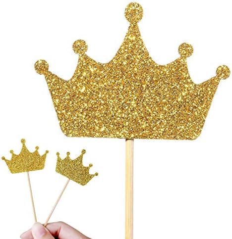 36 PCS Gold Crown Cupake Toppers Picks, Crown Hats Decorations for Baby Shower, Birthday Party, Wedding Decorations Supplies