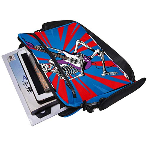 Maletín bandolera para portátil de 14 pulgadas multicolor Skull Play Guitar elegante 5