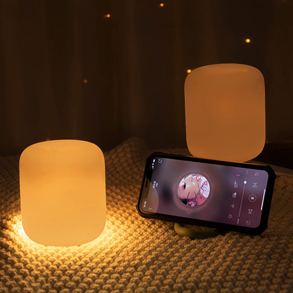 WOLONG Luz linterna portátil LED Lámpara noche regulable Luz lectura carga USB Linterna portátil con soporte para teléfono celular Lámpara noche silicona Lámpara camping para