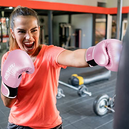 Ztty Boxing Gloves Kickboxing Muay Thai Punching Bag Mma Pro Grade Sparring Training Fight Gloves For Men & Women (Pink, 12Oz) #TOP4