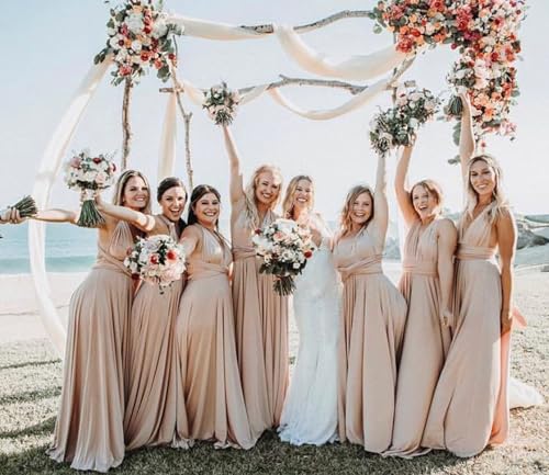 Image of Multi-Way Wrap Infinity Maxi Dress for Bridesmaids & Wedding Guest | 31 Colors for All Wedding Themes, One Size & Plus, 1 Dress for Any Events, Evening, Prom, Gala, Non-See-Through, Wrinkle-Free