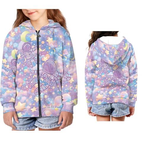 Kids Zip-Up Hoodie, Soft Athletic Sweatshirt Fashion Cozy Winter Jacket with Kangaroo Pocket School Hoodie Girls