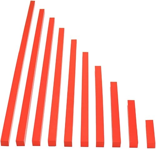DANNI Madera Montessori Matemática juguetes rojo cañas longitud 2.0  19.7in Número cañas Math juguetes aprendizaje temprano educación Navidad
