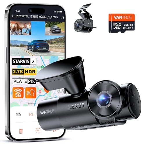 Dashcam coche triple con grabación continua de alta definición y tarjeta de memoria de 256 GB