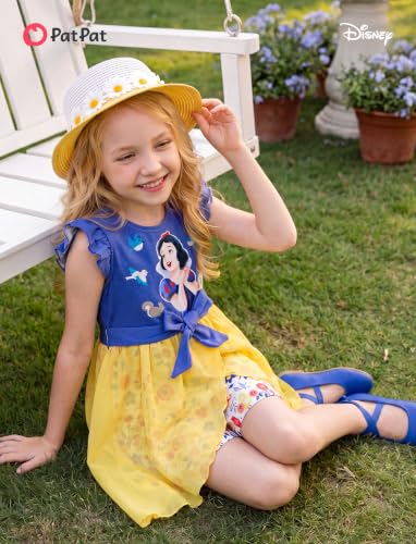 Image of Disney Princess Frozen Elsa Minnie Mouse Stitch Toddler Girl Romper With Skirt Overlay Summer Jumpsuit with Bow 2-6 Years
