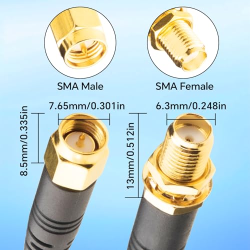Image of Quad-195 Cable 9.48FT SMA Extension Cable SMA Male to SMA Female Coaxial Cable Ultra Low Loss for 5G /4G Routers,Gateways(T-Mobile Home Internet, Verizon, AT&T,4x4 MIMO Antenna, 4-in-1