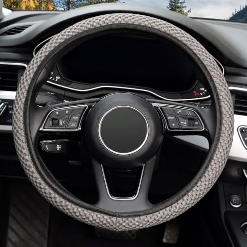 Image of KAFEEK Elastic Stretch Steering Wheel Cover, Universal 15 Inch, Grey