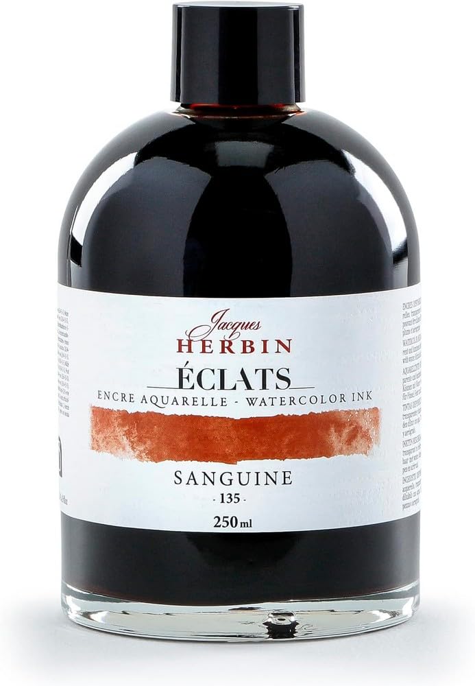 Jacques Herbin 18135TAMZ - Fine Art WaterColour Ink Éclats-Sanguine/ Blood Orange 250ml - Painting - Drawing - Calligraphy - Creative tools - Arts and Crafts