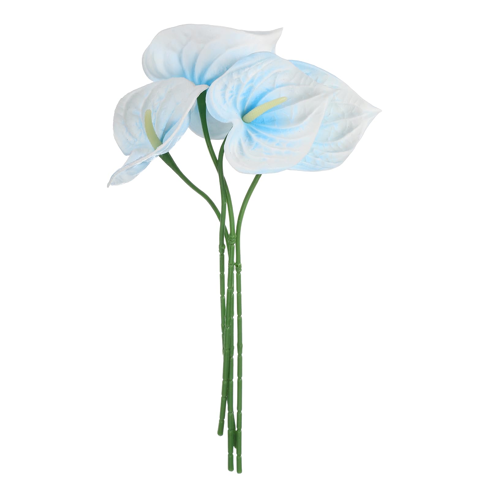 sourcing map 4Pcs 11inch Artificial Anthurium Lily Flowers, Permanent Flower Bouquet for Home Arrangements Wedding Festival Decoration Crafts Store Decor Accessories, Light Blue