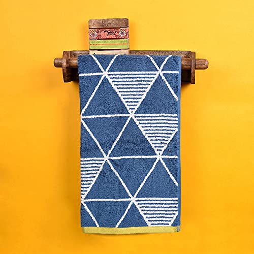 Image of Aakriti Art Creations Madhubani Art Wooden Towel Holder | Handcrafted Matte Finish Natural Brown Wall Mounted Towel Holder for Bath & Wash Area