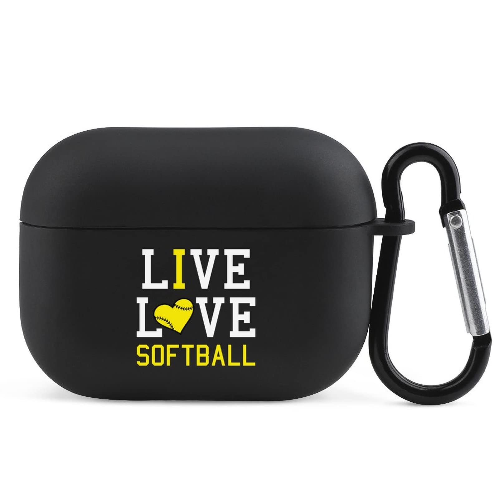 Live Love Softball Earbuds Case Cover for AirPods Pro Bluetooth Headset Charging Case Protection TPU Case Protective Black-Style