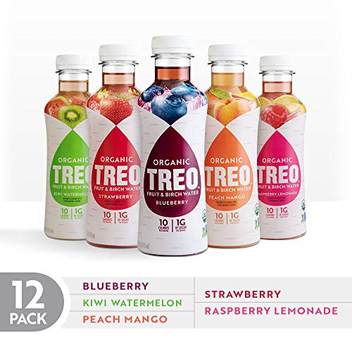 Treo Fruit & Birch Water Drink Variety Pack: Blueberry, Peach Mango, Strawberry, Kiwi Watermelon, Raspberry Lemonade (Pack of 12) - Thumbnail 2