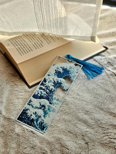 Image of Set of 3 Premium Bookmarks | Great Wave Hokusai Art Inspired, Anime Inspired & Koi Fish | Elegant Frame with Tassel | Perfect Gift for Readers & Collectors | Eco-Friendly Bioplastic (Combo Set of 3)