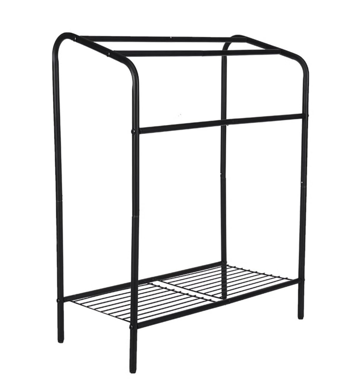 DKRAHRJJ Towel Rack, 3 Tier Metal Freestanding Towel Holder Bathroom Towel Stand with Bottom Storashelf/Black/a