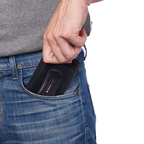 Alpine Swiss RFID Dermot Money Clip Front Pocket Wallet For Men Leather Hampton Collection Glossy Nappa Black