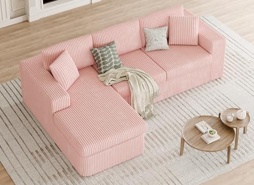 Shintenchi 105" Modular Sectional Sofa, Boneless L Shaped Couch with
