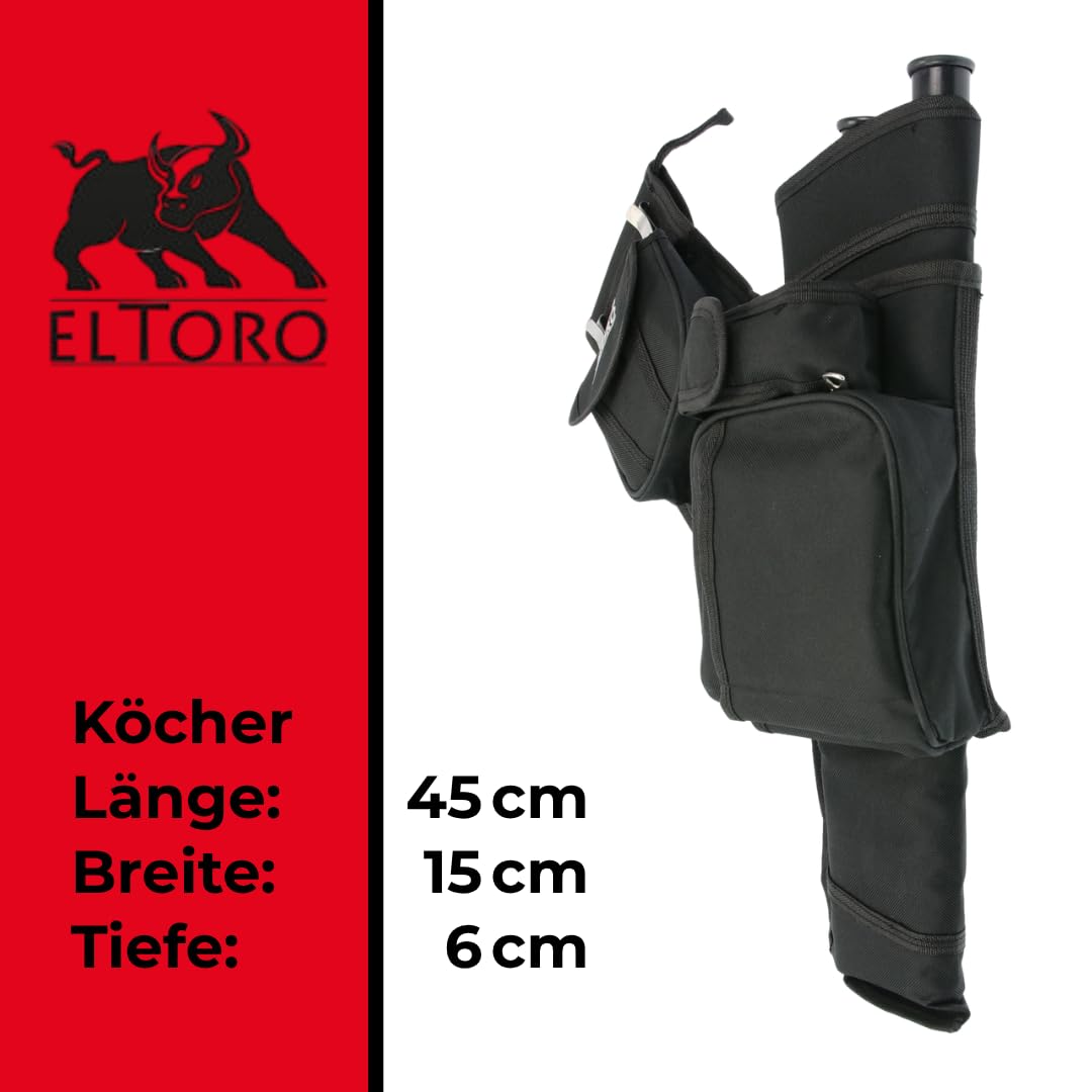 elToro Seitenköcher Sys Linkshand, Gürtelköcher für Bogenschießen | 3 Röhren für Pfeile, Köcher für Pfeil und Bogen, Bogensport Zubehör