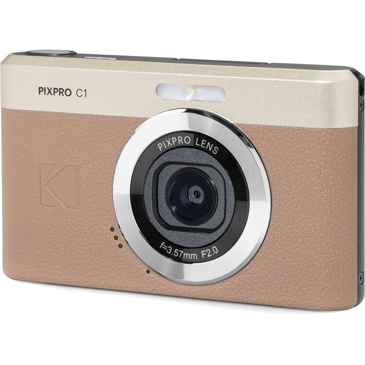 Kodak PIXPRO C1 Compact Digital Camera (Brown), 13MP Point and Shoot Camera for Selfies, Travel, Vlogging and Everyday Photos (C1-BN) + 32GB Card + Camera Bag + Cleaning Kit (7pc Bundle) - image 4