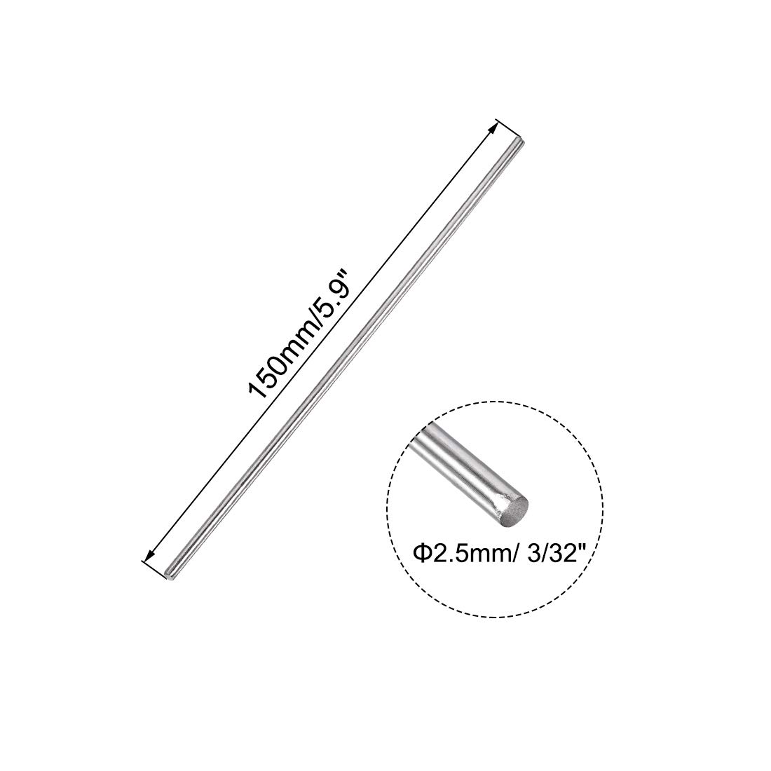 Sourcing Map 10 Stück 304 Edelstahlstangen – 2,5 Mm X 150 Mm, Rostfrei, Für DIY, Modellbau, Garten & Motorrad