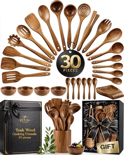 Zulay Kitchen 30-Piece Teak Utensil Set
