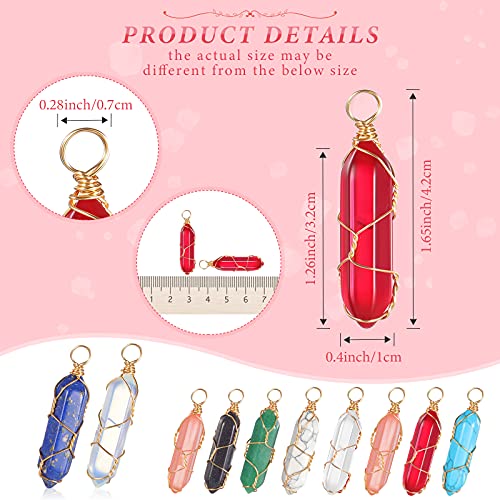 16 Pieces Healing Crystal Pendant Hexagonal Natural Crystal Pendant Pointed Quartz Gemstone Pendant Wire Wrapped Charms For Necklace Jewelry Making Diy Craft (Lovely Colors) #TOP1