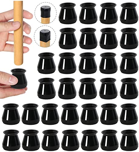 Protection Pied de Meubles, Lot de 32 Protecteurs de Plancher en Silicone, Casquettes de Chaise avec Patins en Feutre, Adapté aux Jambes Rondes, Rectangulaires et Irrégulières (Noir, Petit) Cover