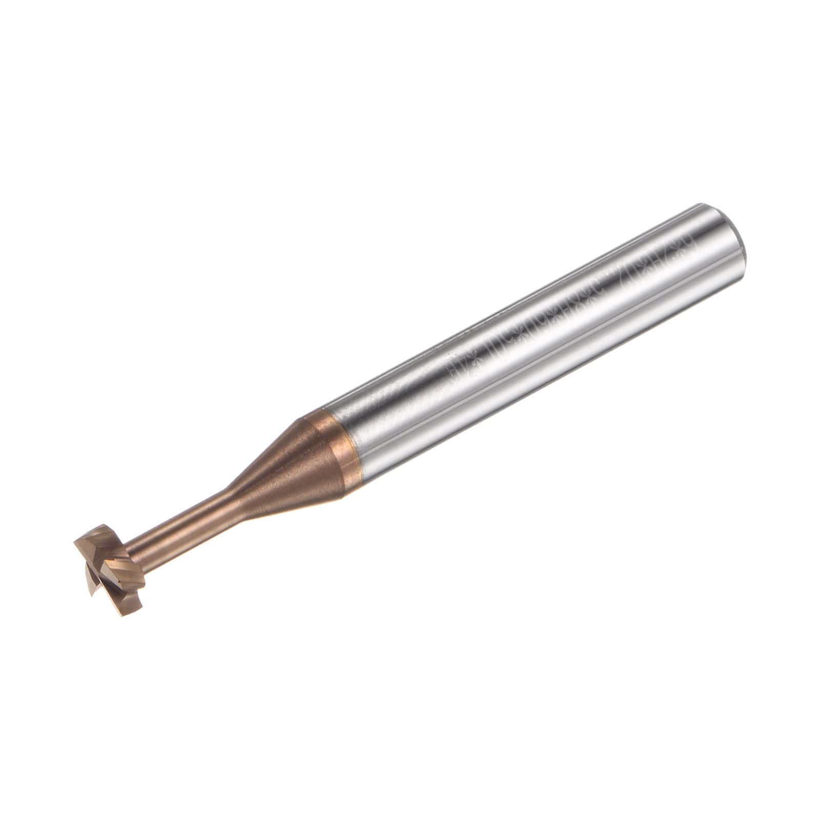 sourcing map T Fente Fin Fraisage Moulin Coupeur 6mm Coupe 2mm Profondeur 6mm Tige Solide Carbure Titane Revêtu 4 Flûtes pour Inox Acier Alliage
