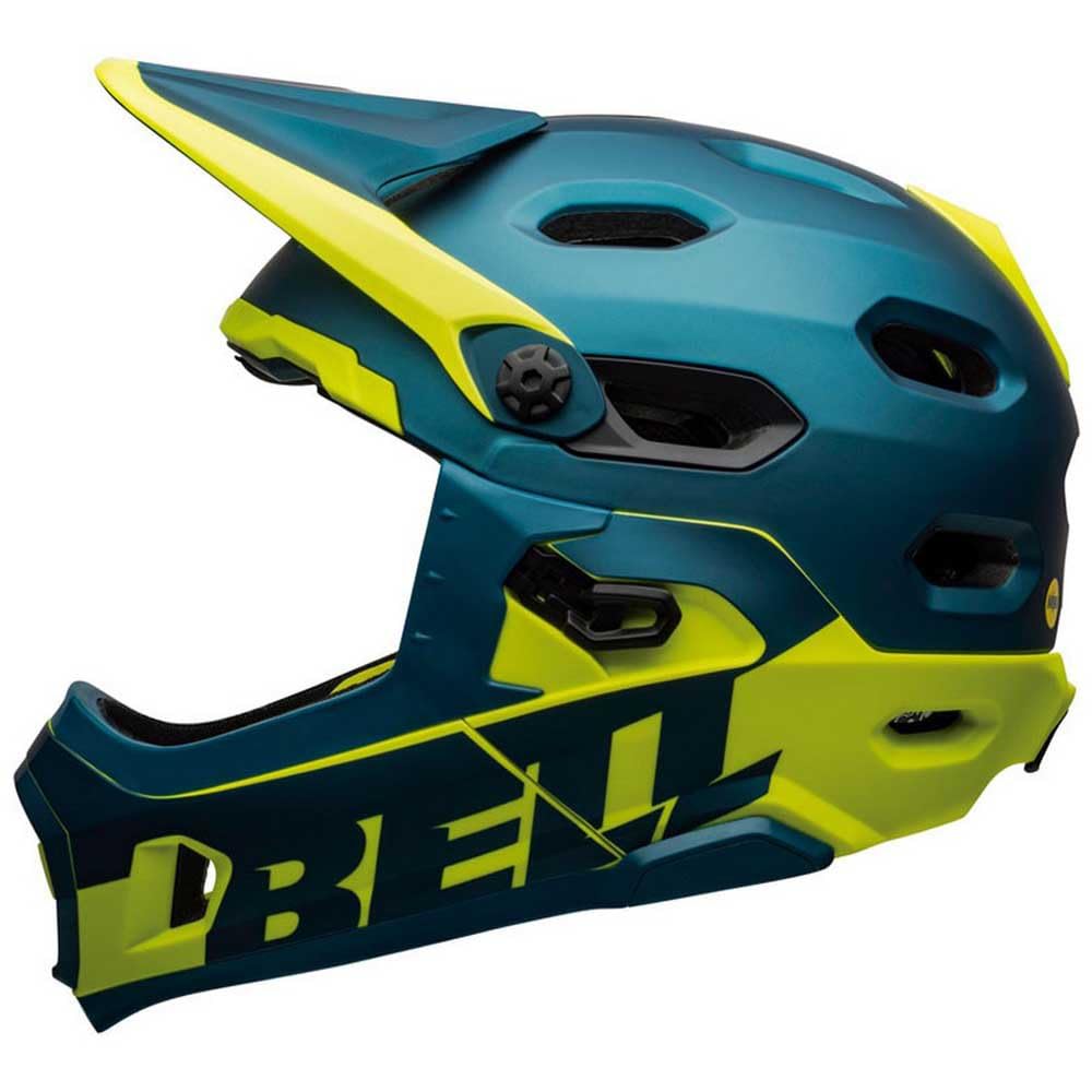 Bell Unisex – Erwachsene Super DH Mips Fahrradhelm MTB, matte/gloss blue/hi-viz, S | 52-56cm