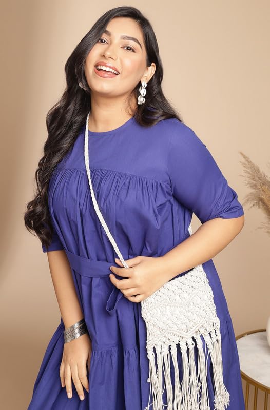 Image of Janasya Women's Poplin Fit and Flare Midi Dress
