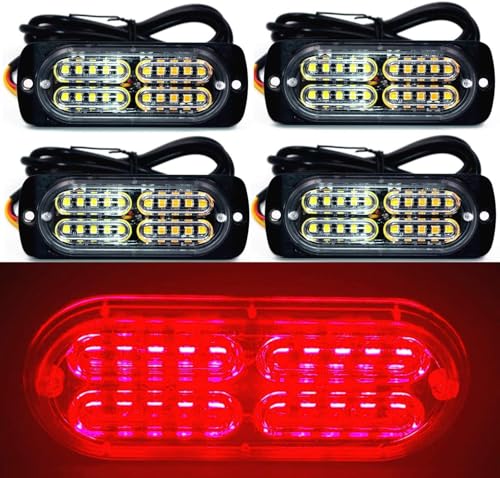 EASE2U E 12-24V 24-LED Super Bright LED Emergency Strobe Automobiles Lights Warning for Cars Trucks Vehicle SUV Caution Hazard Construction Waterproof Amber Strobe Bar with 32 Different Flashing- 4PCS by EASE2U E - Used condition - Image 2