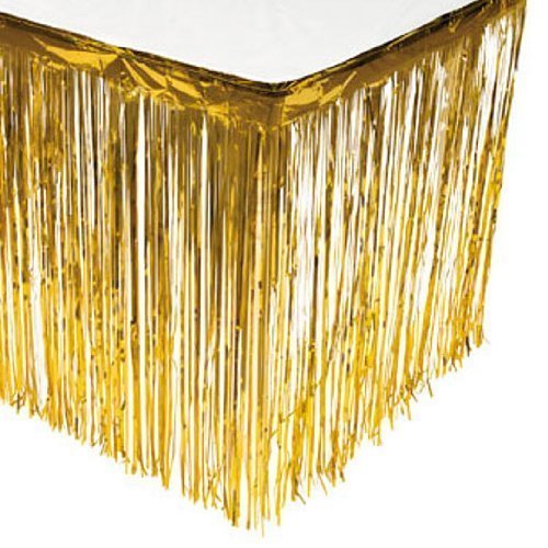 2pack Metallic Metallic Foil Fringe Table Skirt(2pack, Gold)