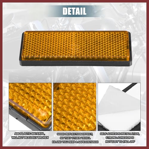 Image of 6 Pcs Rectangular Stick-on Safety Spoke Reflective Self Adhesive Reflector for Gate Posts Cars Trailer Motorcycle Trucks Boat Bicycle Bike Orange Replace Parts