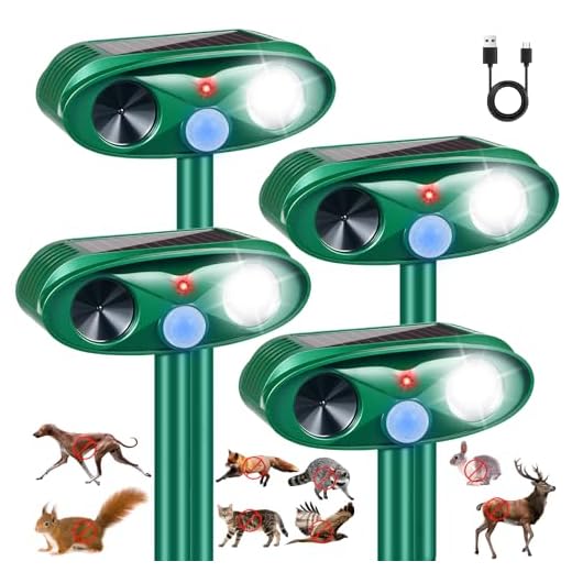 Ultrasonic Solar Animal Deterrents - 4 Pack