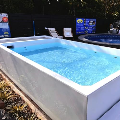 Galvanized Steel Container Plunge Pool 40Ft, Fiberglass Inner Liner with Clear Side Glass Heater Led Fixtures for Winter Ready Rooftop and Backyard Pastime