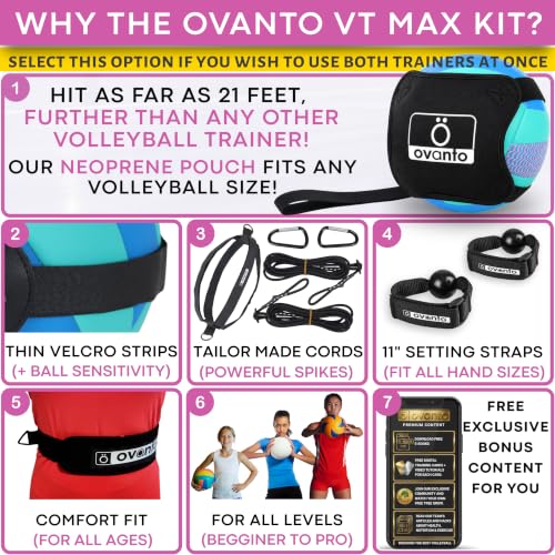 Image of OVANTO Volleyball Training Equipment Aid - Adjustable Practice Volleyball Kit