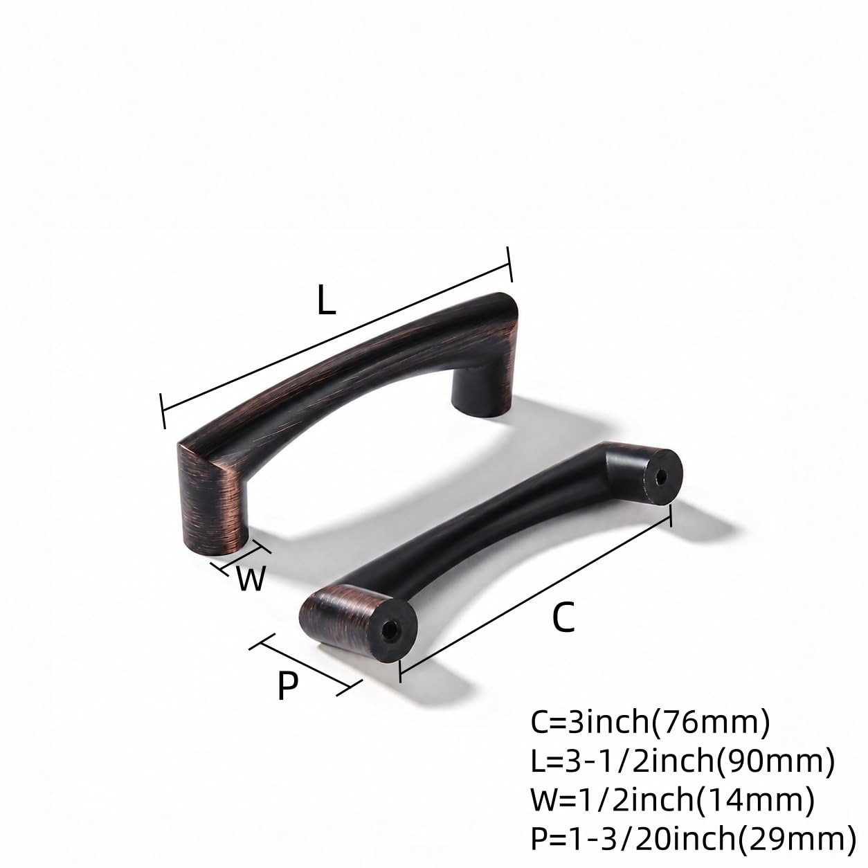 KHTUMEWARE-80445 Oil Rubbed Bronze Cabinet Pulls CTC 3 in (76 mm) 5-Pack in Oil Rubbed Bronze — KHTUMEWARE