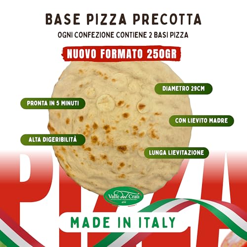 Valle del Crati 6 Pizza Basis | Neue 250g Packung | Pizza in 5 Minuten fertig, lange Teigruhe, leicht verdaulich | 6 Pizza Basis à ca. 250 g – Bild 3