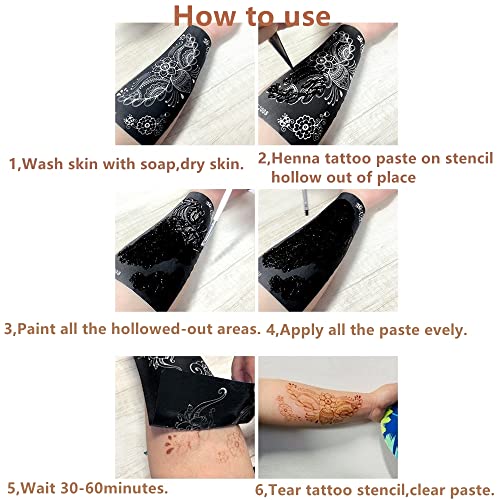 Kenzy Premium Tattoo Stencil Kit/Temporary Tattoo Template Set 16 Sheets, Indian Arabian Tattoo Stickers Stencils Flower New Designs For Hand #TOP5