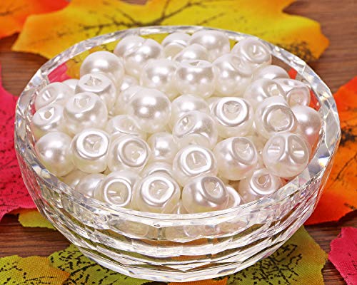 Shapenty Round Plastic Pearl Button Bulk With Hole For Diy Craft Sewing Shirt Skirt Dress Sweater Jacket Wedding Gown Costume Jewelry Gift Supply Accessories Clothing Decoration, 50Pcs (White, 10Mm) #TOP3