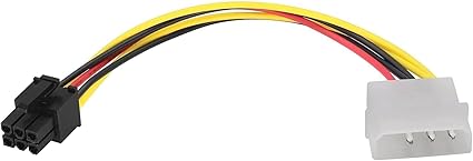 4-Pin Molex Male to 6-Pin PCI-E Male Graphics Card Power Adapter, 17cm Cable - Reliable Conversion Cable for Powering GPUs, Stable 18AWG Wire, Compatible with Graphics Cards, Easy Installation