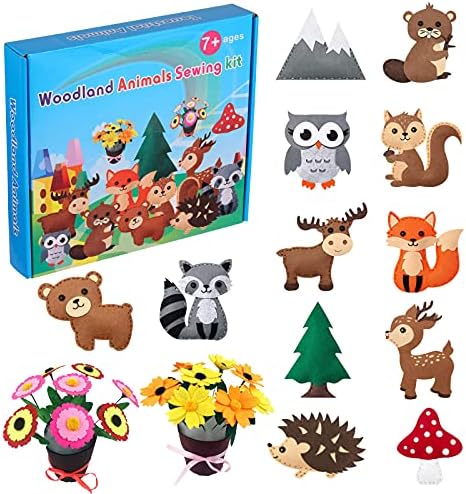 Trfoot Sewing Kit for Kids,Craft Kits for Kids Animal Craft Kit Art Craft Animals Sewing Kit DIY Crafts Educational Sewing Kit for Kids Boys and Girls Ages 8-12,Set of 14