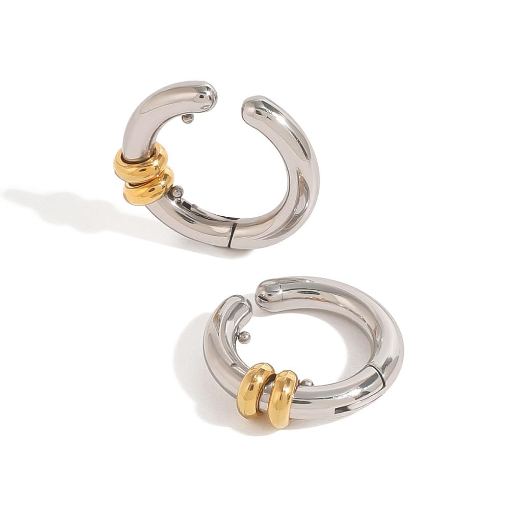 Silver Plated No-Piercing Clip-On Style 15mm Hoop Earrings For Men And Women (ER3102) 1 Pair-image-33