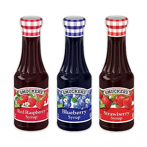 Smucker's Red Raspberry, Strawberry, and Blueberry Fruit Syrups, 12 Ounce (Pack of 3) Variety Pack Gift Box Set