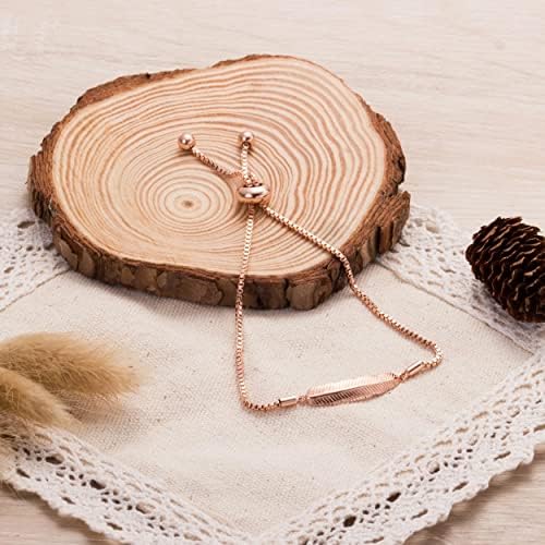 Philip Jones Rose Gold Plated Feather Friendship Bracelet Created with Zircondia® Crystals
