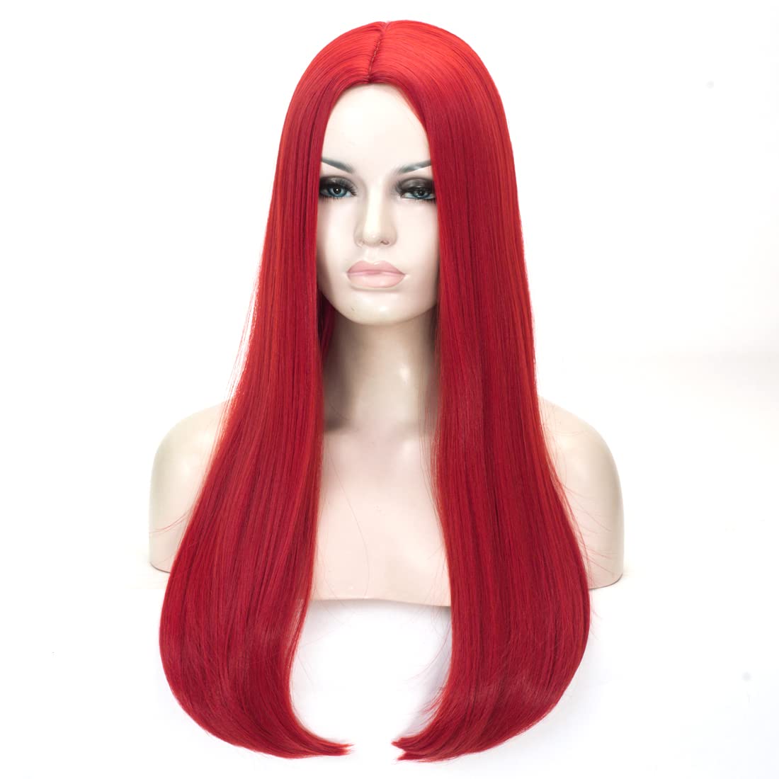 24 Pollici Donne Parrucche Rosse Lunghe Parrucche Sintetiche Rosse Luminose Parrucche Sintetiche Naturali Resistenti Al Calore Per Cosplay Carnevale Di Halloween