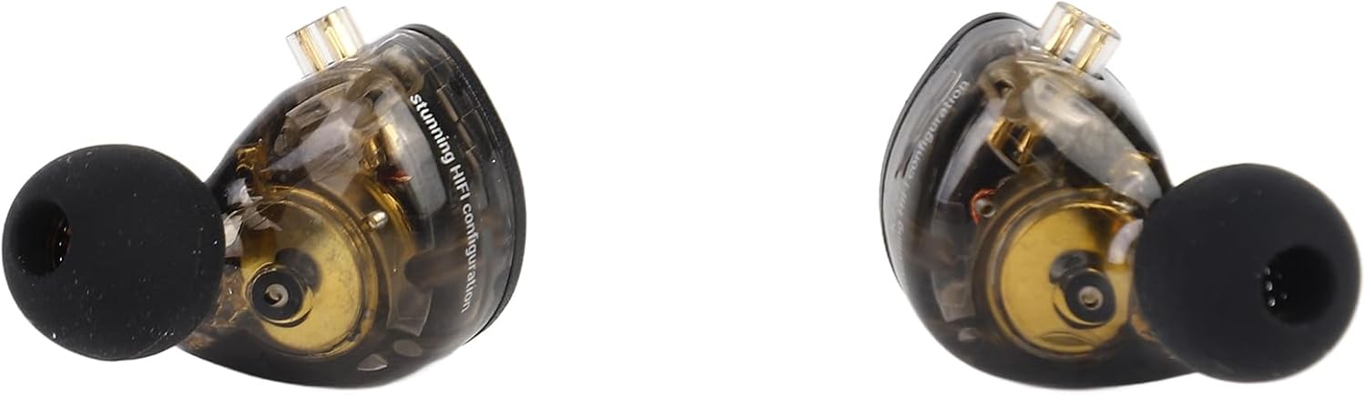 Dpofirs 10 Drive Units Headphones 1 Dynamic and 4 Balanced Armature, Detachable Headphone Cable, DIY Earphone for Audiophiles with One Control and Microphone (Full Black)